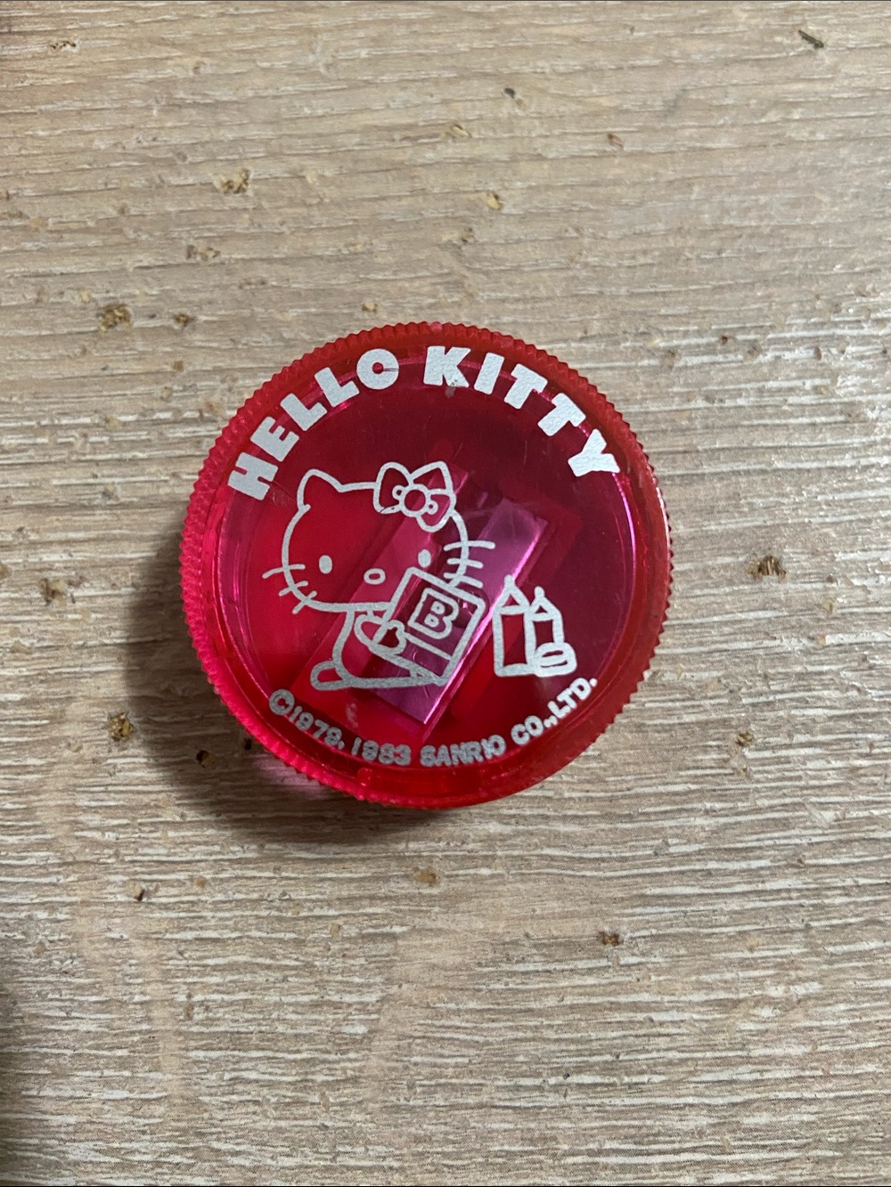 Vintage Hello Kitty Red Sanrio Round Pencil Sharpener